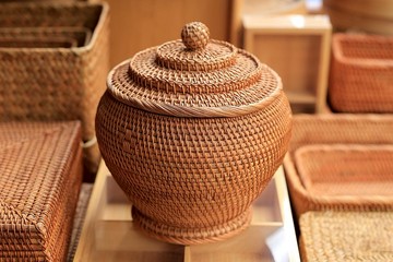 藤編系列 | 藤編儲罐 | 茶葉 茶具 食品收納罐  | 手制 天然秋藤