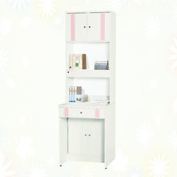 文創集-南亞塑鋼     曼尼  南亞塑鋼2尺捲簾拉門單抽開放式高書桌組合-59.2x60.8x153.9cm免組