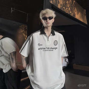 台灣出貨 大碼男裝 美式T恤 高街短袖 日係polo衫 學院風短袖 寬鬆上衣 休閒短袖 情侶裝T恤 國中生上衣 韓係上衣