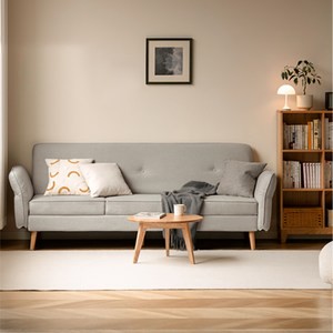 hoi! 源氏木語多功能實木沙發床 S0407 亞麻灰