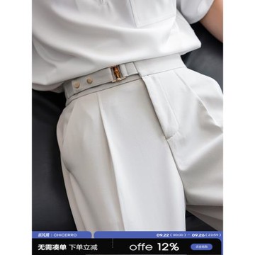 (免運)CHICERRO西西里男裝夏季新款寬松直筒休閑短褲抗皺免燙西褲百搭潮