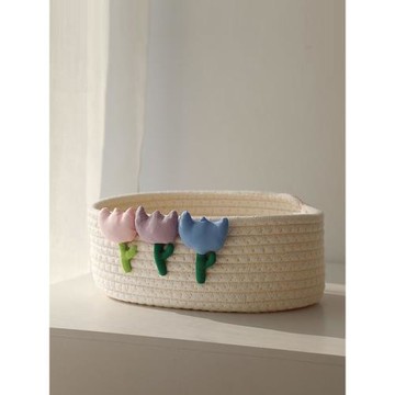 MY 日式ins加厚棉線收納筐桌面零食收納籃玩具收納框小籃子儲物籃