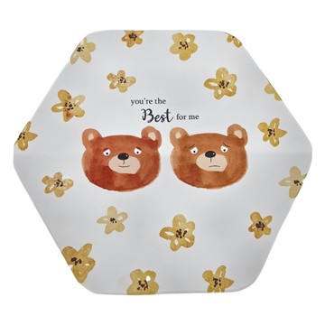 收納王妃 造型珪藻土餐墊  小熊花朵 白色  1個