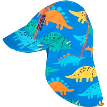 英國 JoJo Maman BeBe - 嬰幼兒/兒童泳裝戲水UPF50+防曬護頸遮陽帽-恐龍圖鑑