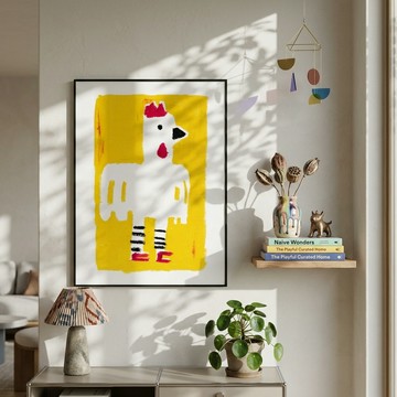 LIGHTO 掛畫｜徐鵬雄｜咕雞咕雞 Goochi Goochi - 銀色鋁框-30 x 42cm