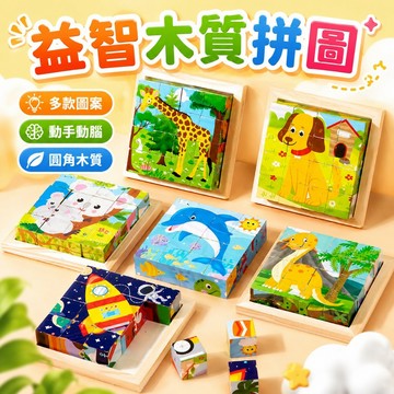 台灣現貨🌈兒童六面畫拼圖 木質拼圖 兒童拼圖 立體拼圖 六面畫拼圖 益智玩具 六面拼圖 立體動物拼圖 早教玩具