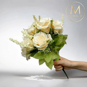 【Floral M】英式卡爾玫瑰檸檬黃仿真花花材1入組(人造花/仿真花/假花/花藝DIY/裝飾花材)