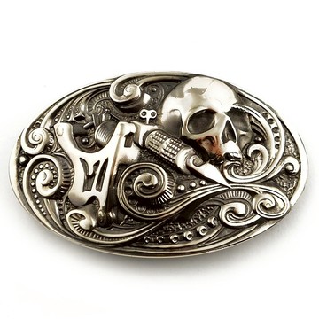 紋身機德銀皮帶扣，Tattooist 鎳銀皮帶配件