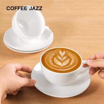 COFFEE JAZZ骨瓷咖啡杯碟套裝拿鐵拉花杯家用歐式下午茶杯子280ml