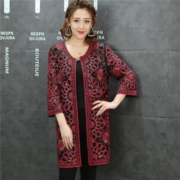 宴會喜慶中年媽媽裝洋氣禮服 大碼女裝中長薄款外套大衣百搭開衫