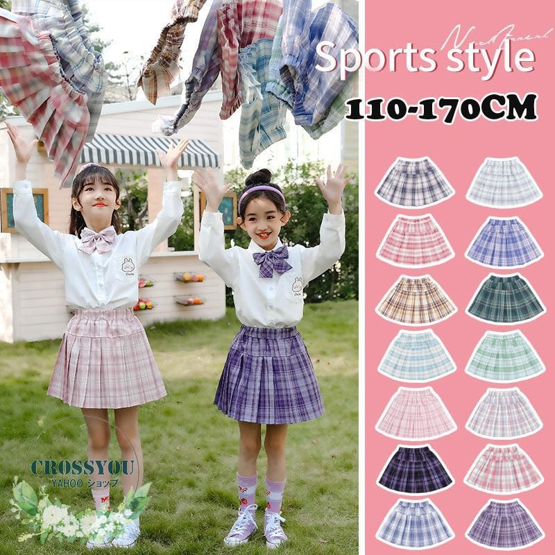 110 キッズ  女の子 ハートリボン チェックスカート セット 制服 子供服