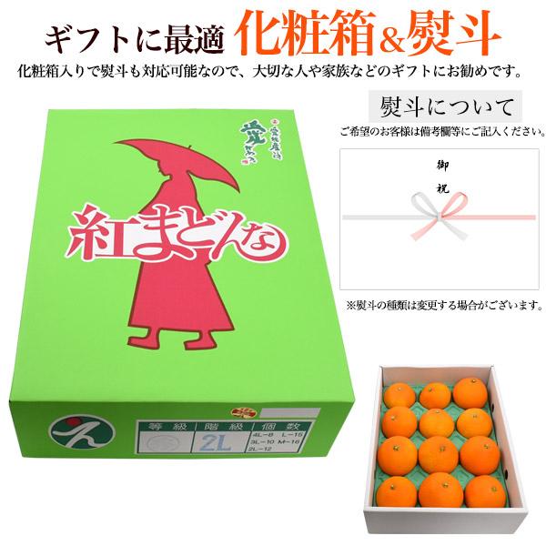 紅まどんな 3kg 贈答用 青秀 L〜2Lサイズ 約3kg(約12玉〜15玉) ギフト 熨斗対応 化粧箱 みかん ミカン 蜜柑 べにまどんな 紅マドンナ