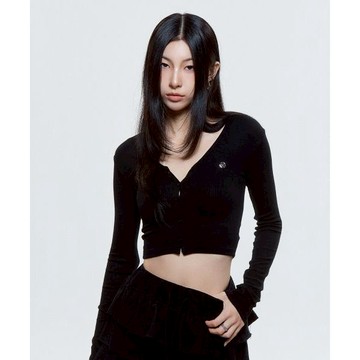 DAUSPICE DUC V領短版針織外套 Neck Crop Cardigan 2色