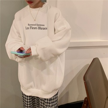 vintage衛衣女冬季潮寬松ins慵懶風炸街chic加絨加厚套頭上衣