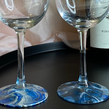 【 漩光之刻 | 海藍韻 】手作葡萄酒杯 紅酒杯 2入