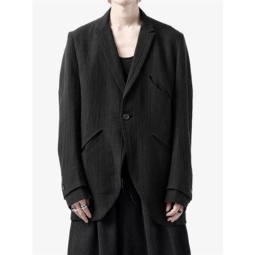 GAOSTUDIOS黑色肌理褶皺西裝日系復古簡約一粒扣雙袖口暗黑風外套