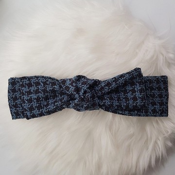 MIX 藍色高跟鞋 毛料款 兩用式蝴蝶結髮帶/髮飾