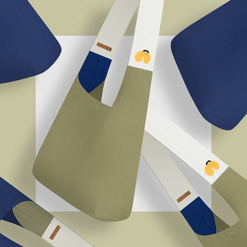 【 紀念日禮物 x 雙面可用 】蜜大腿 x 手感夾心撞色帆布包－抹茶