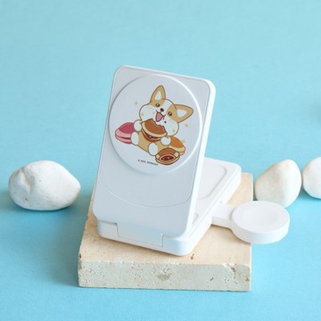 柴語錄阿吉吃銅鑼燒22.5W折疊式三合一Qi2磁吸支架無線充電器