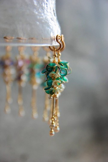 無痛耳夾/垂墜長款水晶花耳環