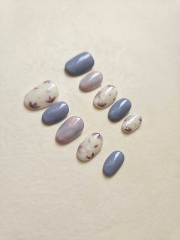 手工穿戴甲/  微雨繡球  / 圖甲型為短圓