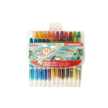 節奏 TEMPO mini旋轉蠟筆 24色 /盒 CR-180【APP滿額下單10%點數(單一帳號最高5000點)】1/31止