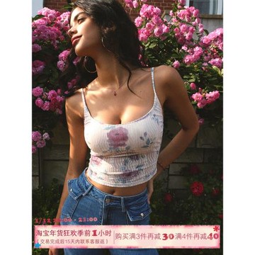 ITSNIKAR 性感微醺玫瑰氛圍感吊帶背心女夏帶胸墊外穿收腰短上衣