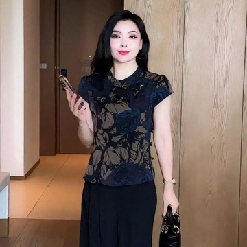 台灣现貨 中式短袖 國風上衣 韓版上衣 媽媽上衣 短袖t恤 短袖襯衫 短袖女 大尺碼短袖 短袖上衣 夏天t恤 女生上衣