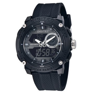 DIGITEC 數碼科技 DA-2170T 率直清楚圓屏運動雙顯電子錶-Basalt Black_玄黑