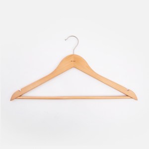 肩帶型附吊褲桿荷木衣架x3入 淺木色