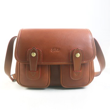 Sika真皮手工包 多口袋書包(小)-原色褐 M6009A-01