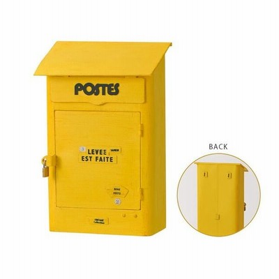 ポスト 壁付け スリムポスト　ヴィンテージ　屋外 置き型　イエロー ポスト 壁付け スリムポスト ヴィンテージ 屋外 置き型 イエロー