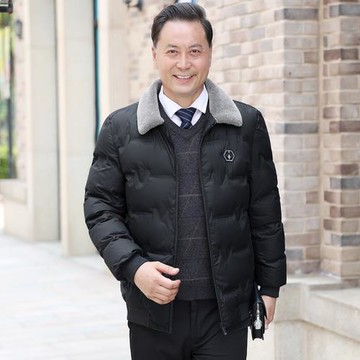 爸爸加厚保暖夾棉秋季中年外套