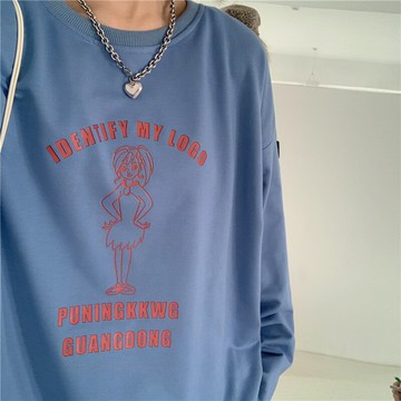 早春新款印花字母薄款衛衣女ins設計感寬松顯瘦百搭上衣