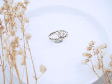 三角星星純銀戒