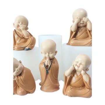 網紅古風中式禪意人物小沙彌佛像和尚硅膠模具茶寵車飾辦公室擺件