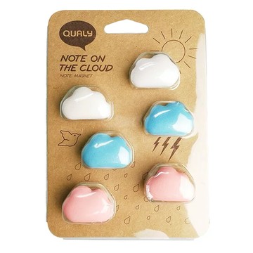 QUALy 朵朵雲兒磁鐵  55 x 31 x 21mm  藍色 + 粉色 + 白色