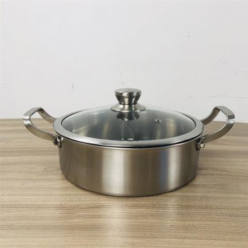 瑕疵304不銹鋼一體鋼三層復合鋼加厚鴛鴦火鍋煎鍋平底鍋26/28/30