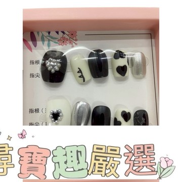 造型甲片+膠+收納盒 穿戴甲 紫黑色庫洛米 帶鑽 帶造型 帶圖騰款 系列 M號