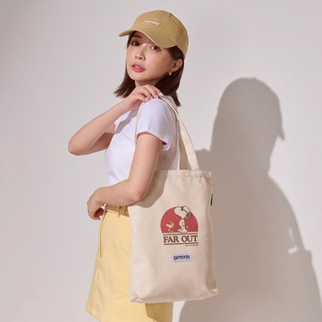 【OUTDOOR】史努比SNOOPY-音樂祭帆布肩背包-(米色)