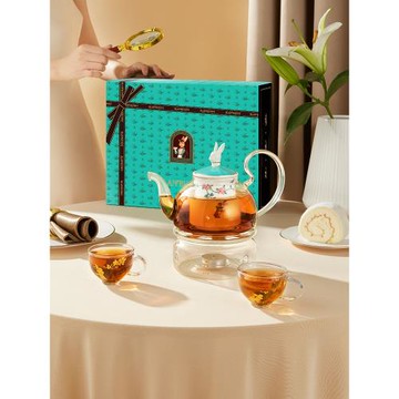 (免運)布蘭兔的茶骨瓷玻璃壺套裝蠟燭茶壺下午茶煮茶器圍爐煮茶送禮禮盒