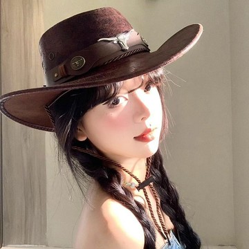 免運🔮美式複古西部牛仔帽女夏季大帽簷遮陽防曬帽子戶外出遊辣妹登山帽秋冬 八角帽 畫家帽 淑女帽 貝蕾帽 南瓜帽 報童帽
