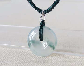 本命年【歲歲平安】冰飄花平安扣翡翠絲光編織項鍊*SF08*招財