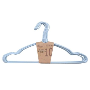 順崴 Shoenwei 圓弧凹肩浸塑衣架 PE塑膠+高錳鋼金屬 尺寸43.5x20.5cm  顏色隨機  10支