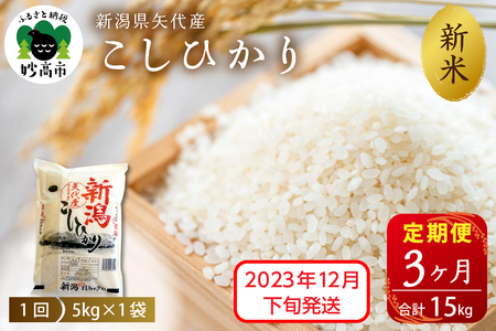 新潟県矢代産コシヒカリ5kg×3回（計15kg）※沖縄県・離島配送不可