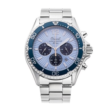 ORIENT 錶 Quartz Sports系列 太陽能跑馬計時腕錶 75週年限量款 藍色 RA-TX0210L - 42.8 mm