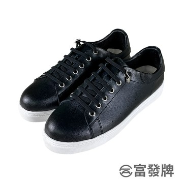 【富發牌】經典皮革時尚帆布鞋-黑 1DH007