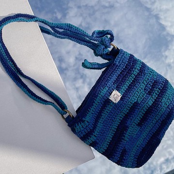 洋流 【方格手織包】湖水綠& 寶藍& 藏青