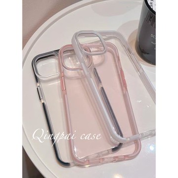 輕派適用蘋果16手機殼15簡約透明邊框iphone13新款12女11極簡風ins小眾高級感14日韓風全包邊防摔軟殼保護套