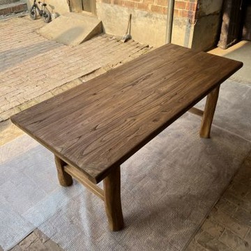 【匠俱】老榆木原木實木桌 120x70x75cm 復古茶桌餐桌書桌吧台 家用民宿陽台